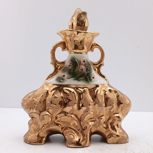 Jim Beam Liquor Decanter Distillery Whiskey Empty Vase Bottle Gold Regal China - Picture 5 of 13